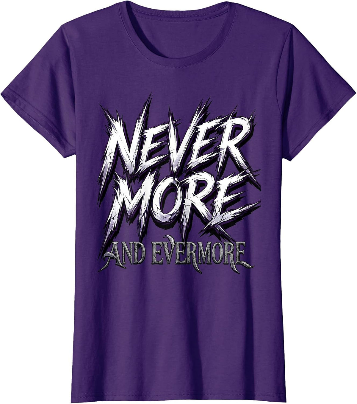 Women's Nevermore Evermore Gothic Raven Halloween Design T-Shirt - Purple