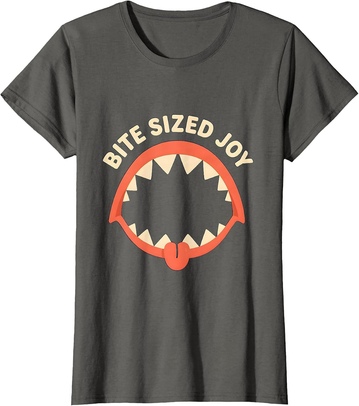 Women's Bite Sized Joy Funny Shark Lover Wildlife Ocean Animal Humor T-Shirt - Asphalt Grey