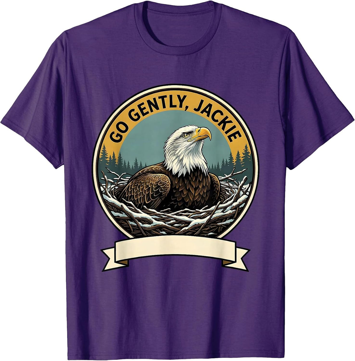 Men's Go Gently, Jackie Memorial Bald Eagle Tribute Wildlife T-Shirt - Purple