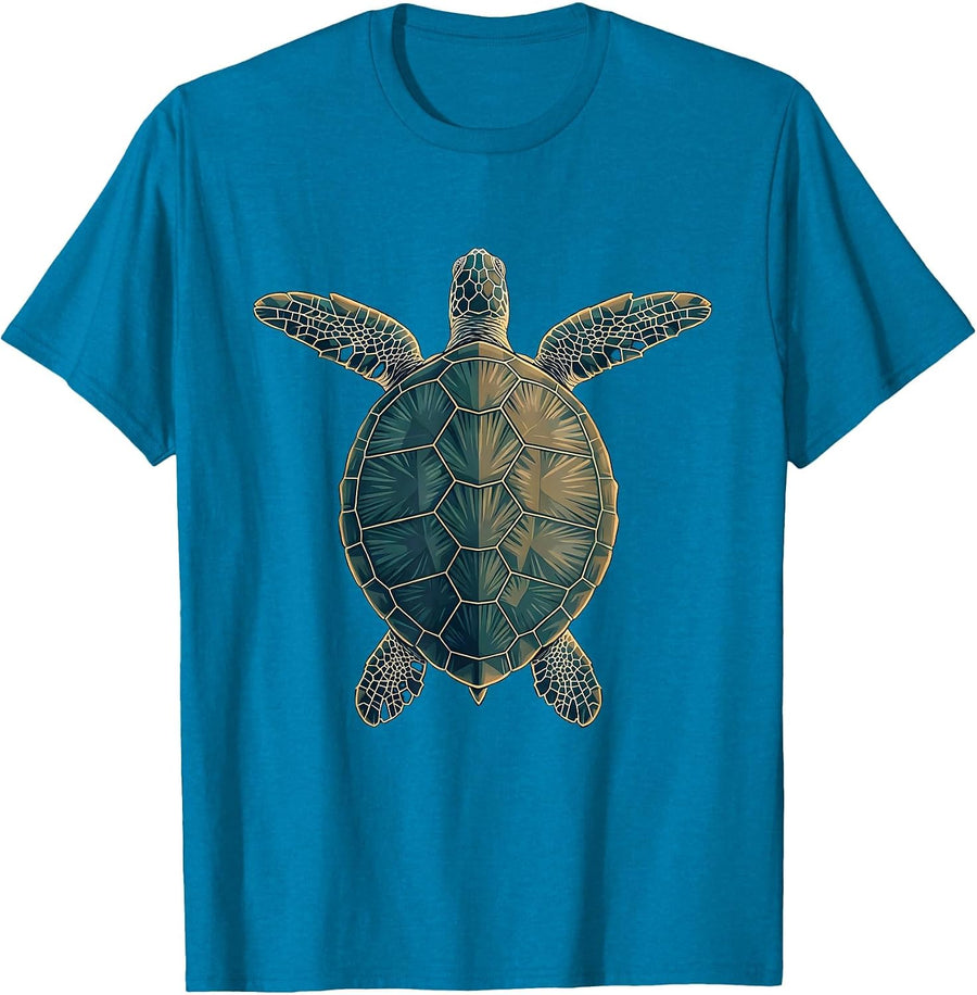 Sea Turtle Underwater View From Below Design T-Shirt - Sapphire Blue