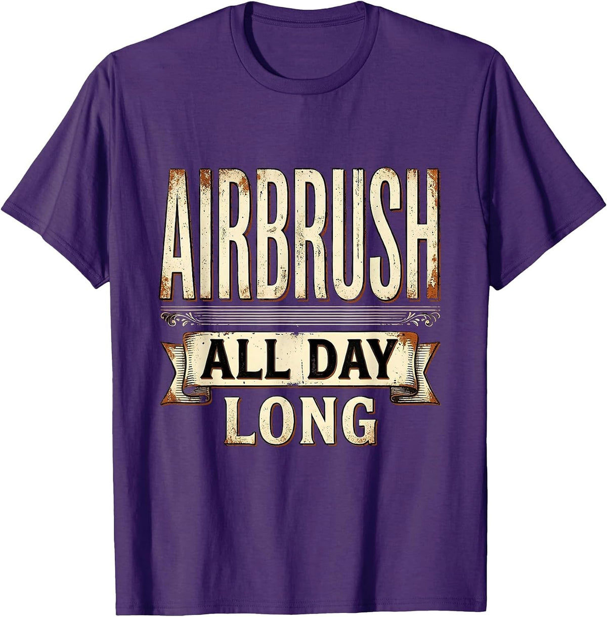 Airbrush All Day Long Spray Art Design T-Shirt - Purple