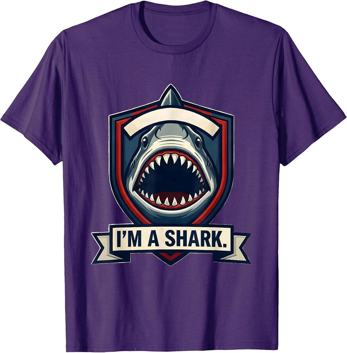 I'm A Shark Emblem Funny Shark Lover Ocean Animal Humor T-Shirt - Purple