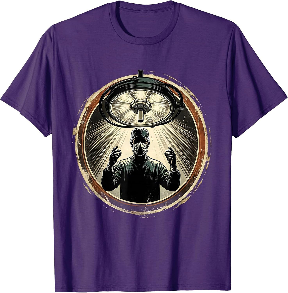 Trauma Surgeon Silhouette Operating Room Light T-Shirt - Purple