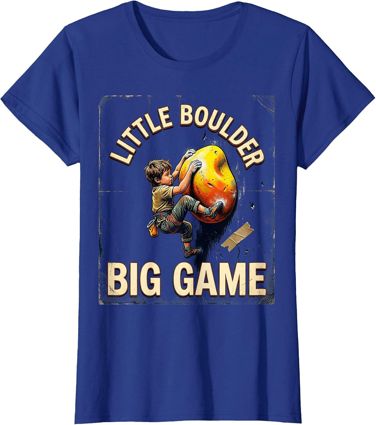Women's Little Boulder Big Game Vintage Rock Climbing Bouldering T-Shirt - Royal Blue