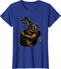Companion Rabbit Linocut Cute Bunny Lover Gift T-Shirt, Women, Royal Blue, 3X-Large - As Pictured