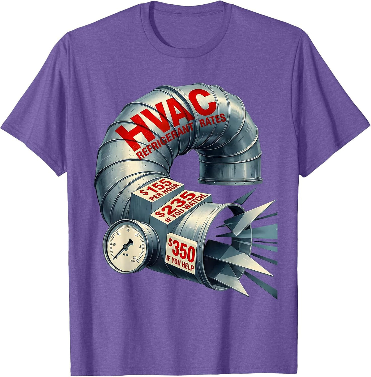 Men's HVAC Refrigerant Rates Funny HVAC Technician Trade Humor T-Shirt - Purple Heather