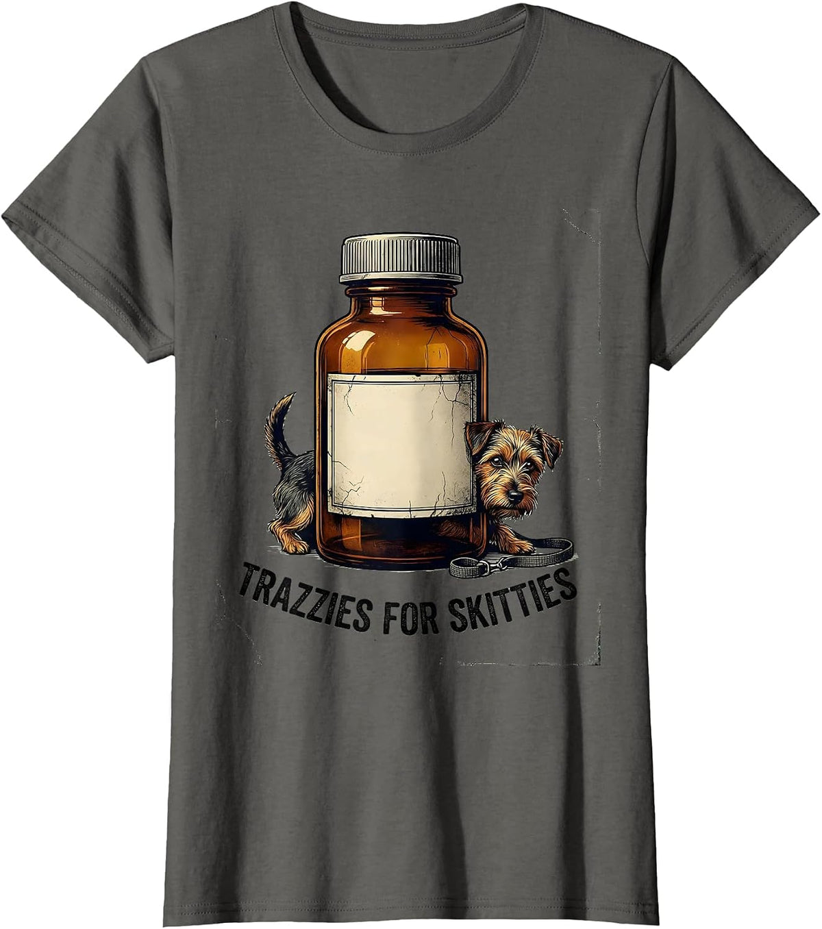 Women's Trazzies For Skitties Distressed Vet Tech Veterinary T-Shirt - Asphalt Grey