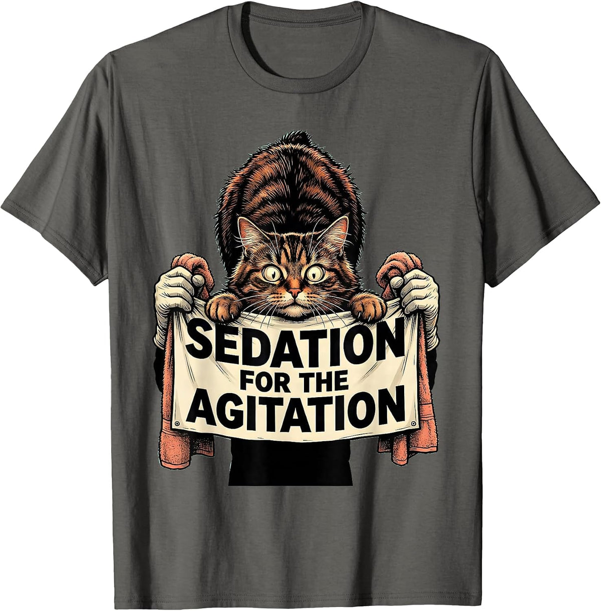 Sedation For The Agitation Funny Vet Tech Veterinary Clinic T-Shirt - Asphalt Grey