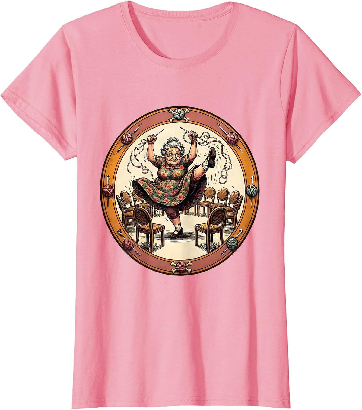 Women's Grandma Busts Moves at Knitting Circle T-Shirt - Pink