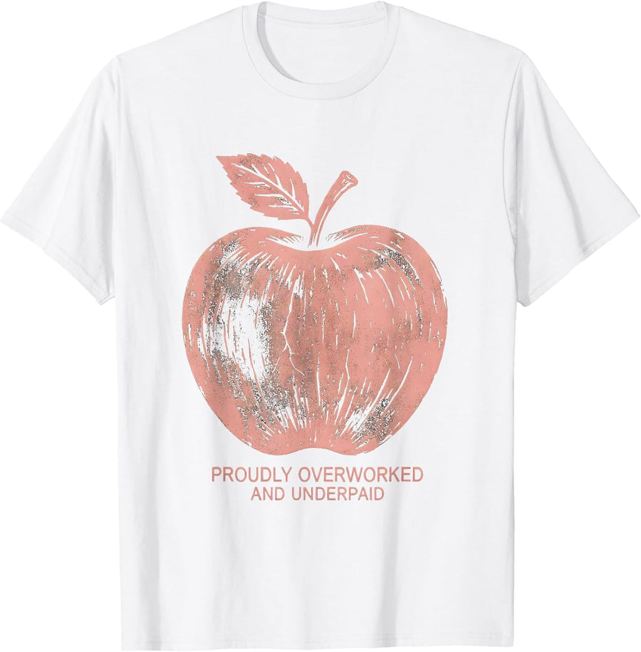 Men's Proudly Overworked and Underpaid Worker Design T-Shirt - White