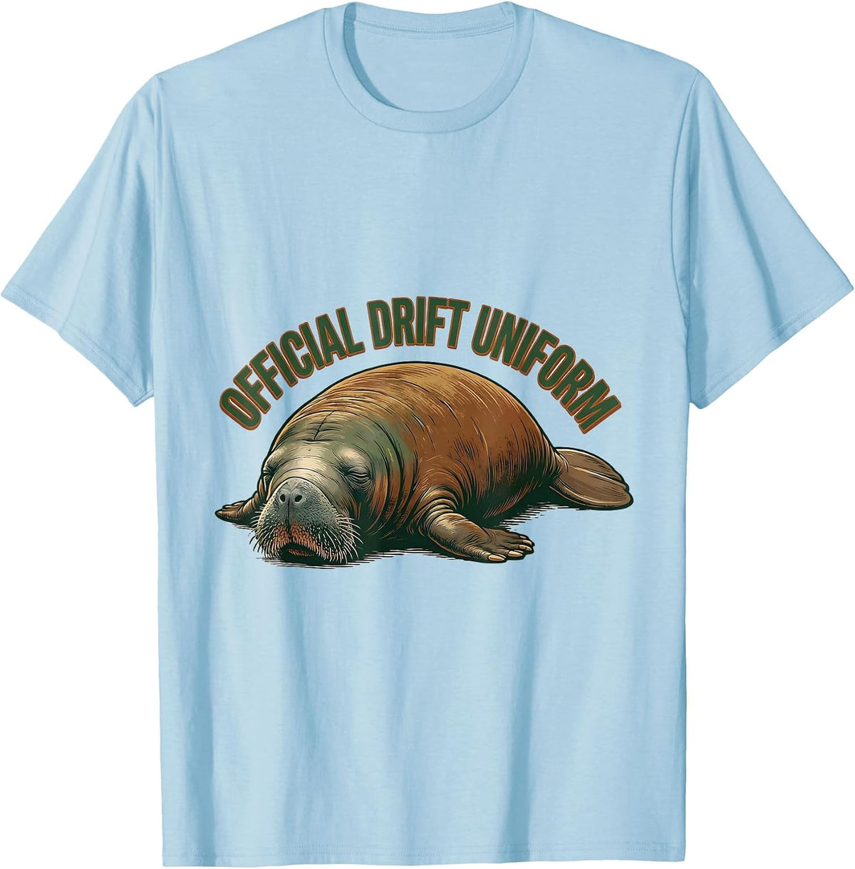 Men's Official Drift Uniform Vintage Manatee Sea Cow Wildlife T-Shirt - Baby Blue