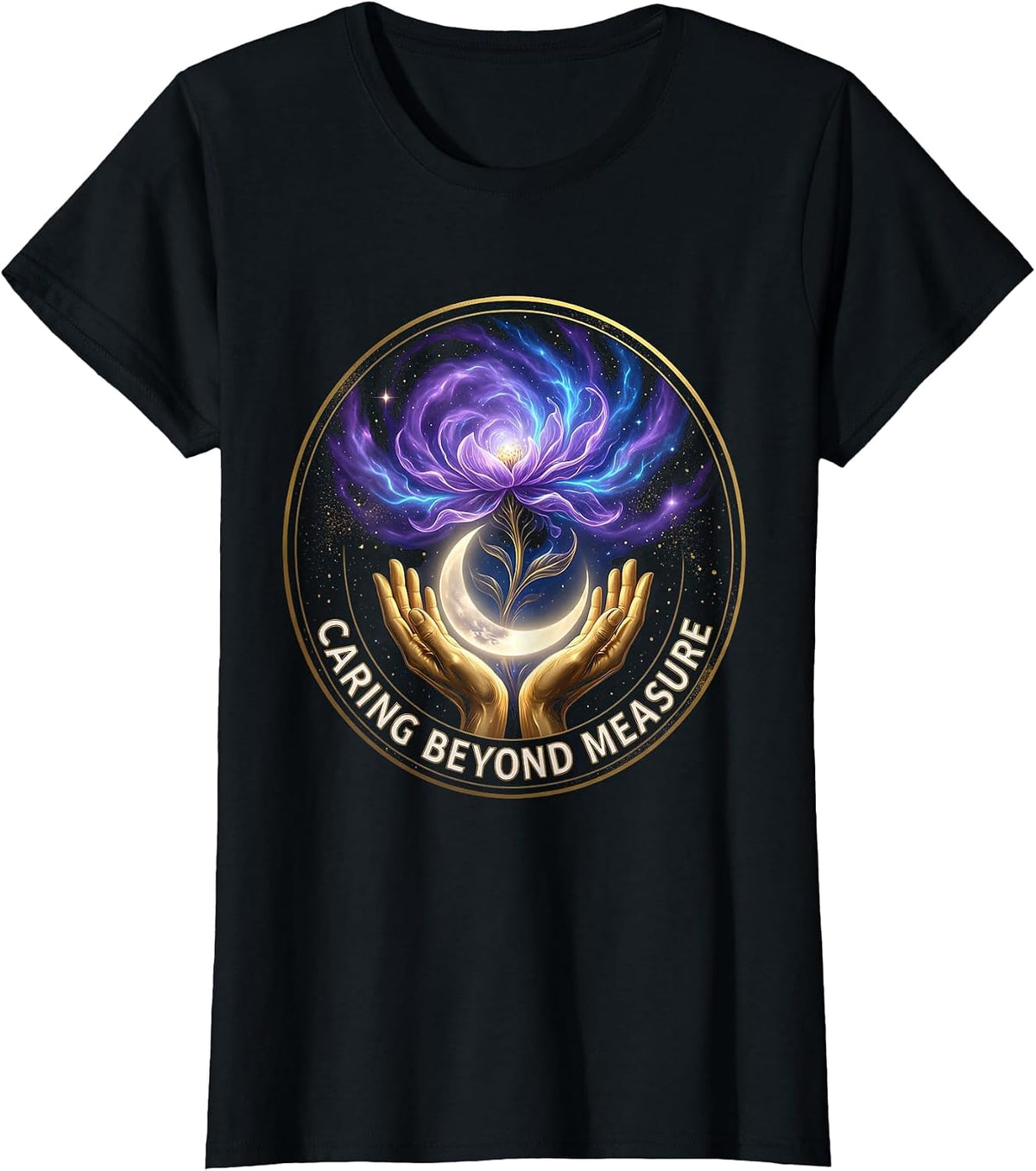 Caring Beyond Measure Hospice Nurse Design T-Shirt - Black