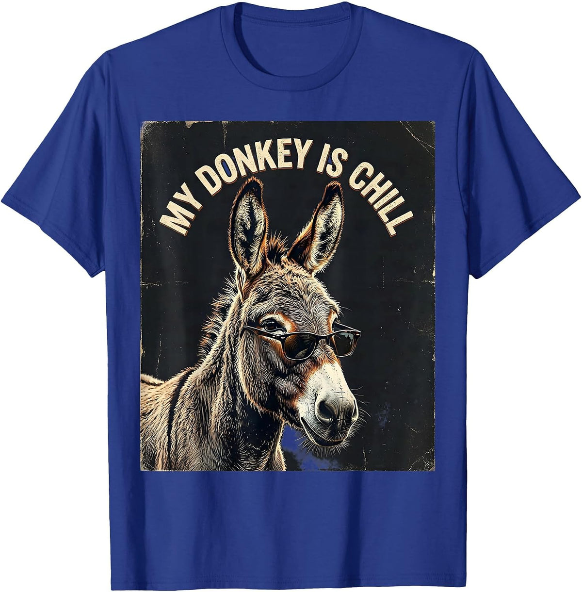 Men's My Donkey Is Chill Vintage Funny Animal Lover Humor T-Shirt - Royal Blue