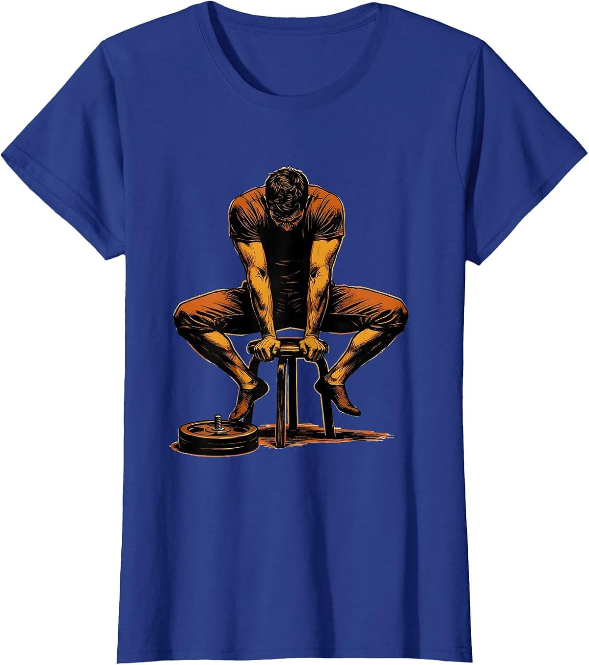 Women's Low Stomp Weight Plate Gym Humor Fitness T-Shirt - Royal Blue