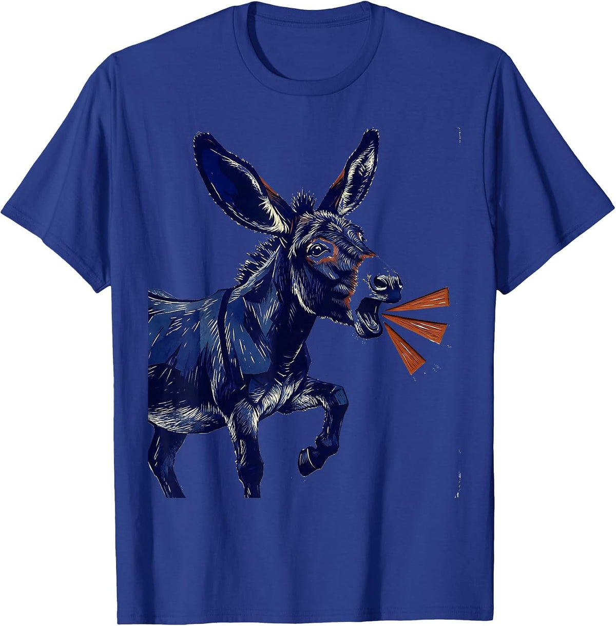 Donkey Linocut Quirky Animal Lover Gift T-Shirt - Royal Blue