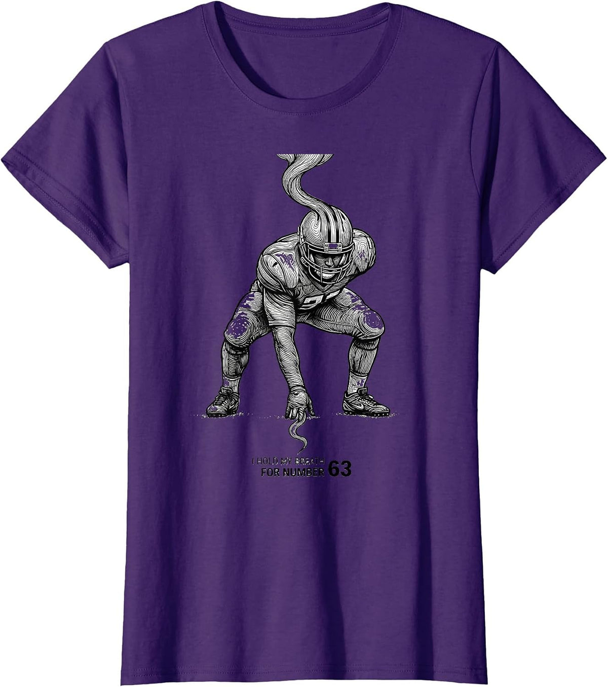 Women's I Hold My Breath For Number 63 Football Lineman Mom Jersey T-Shirt - Purple