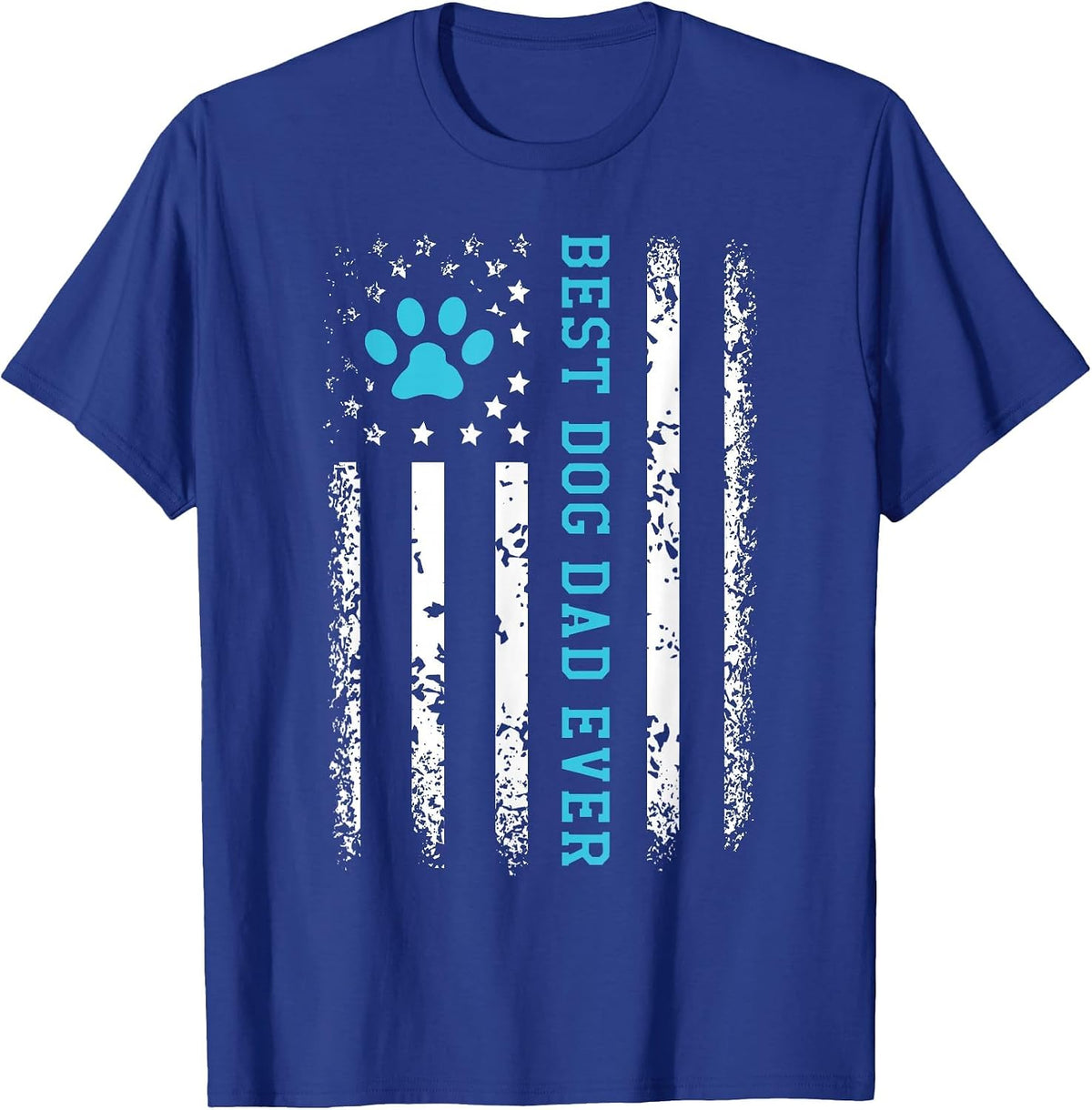 USA Flag Best Dog Dad Ever American Puppy Lover Paw T-Shirt - Royal Blue