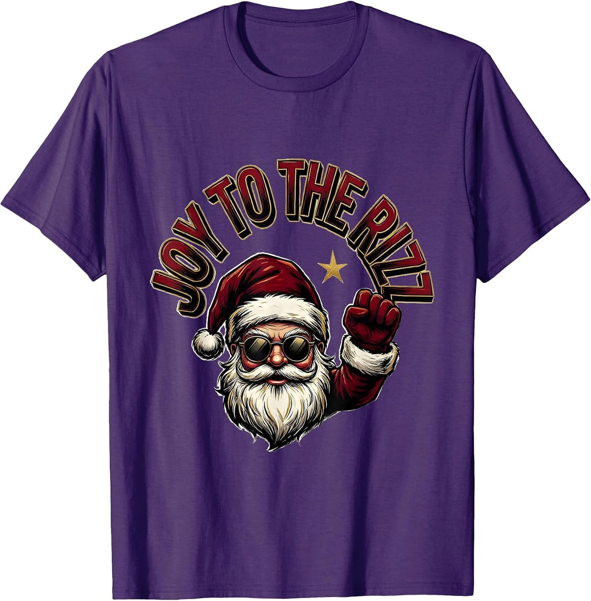 Men's Joy To The Rizz Sign Painter Showcard Funny Christmas T-Shirt - Purple