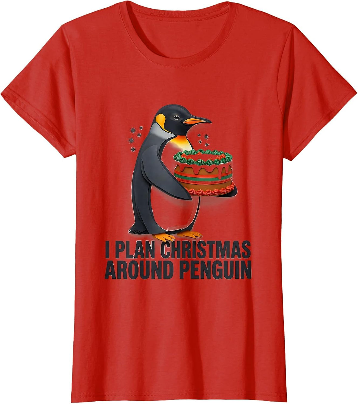 I Plan Christmas Around Penguin Funny Penguin Lover T-Shirt - Red
