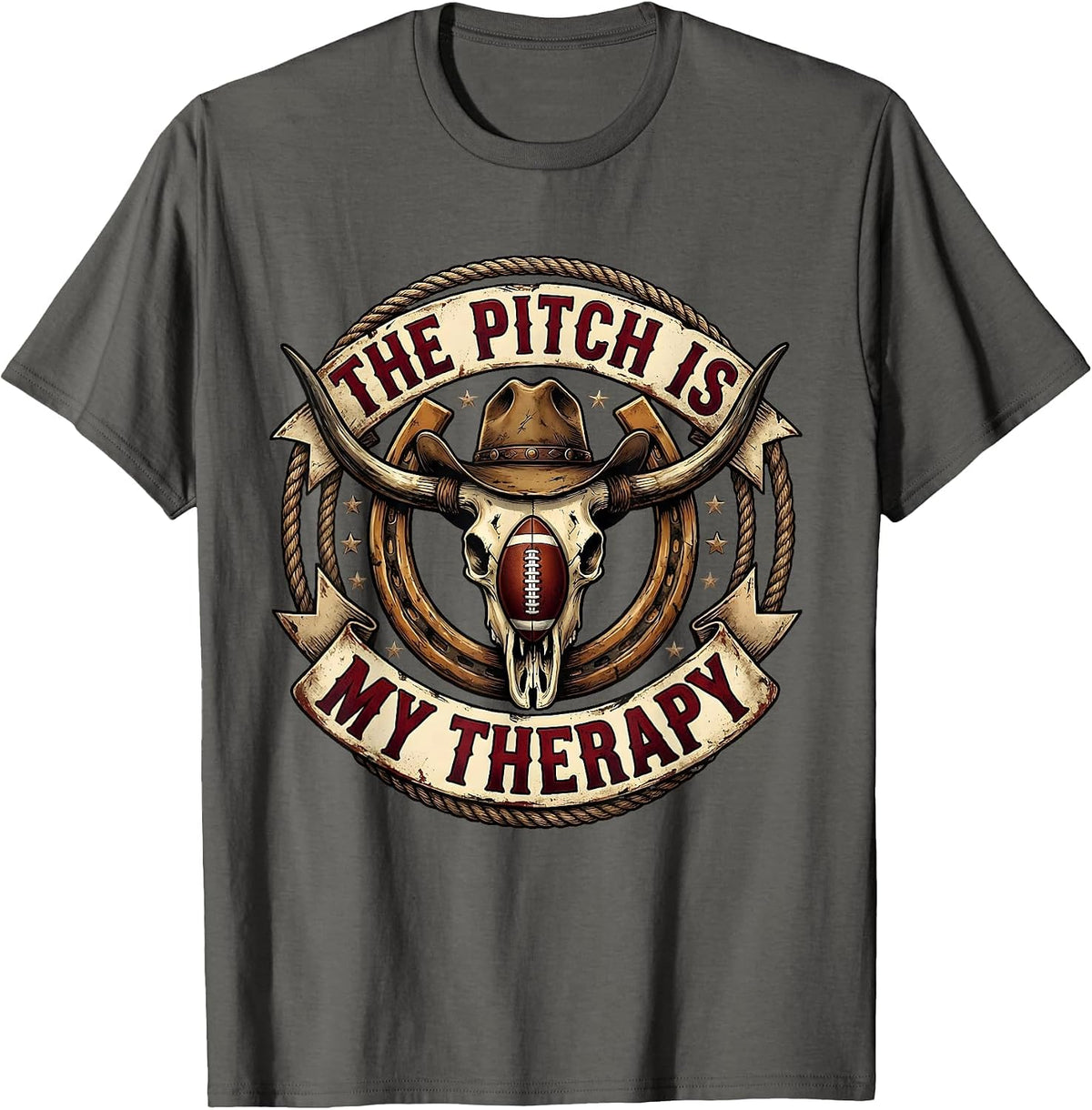 The Pitch Is My Therapy Rugby Design T-Shirt - Asphalt Grey