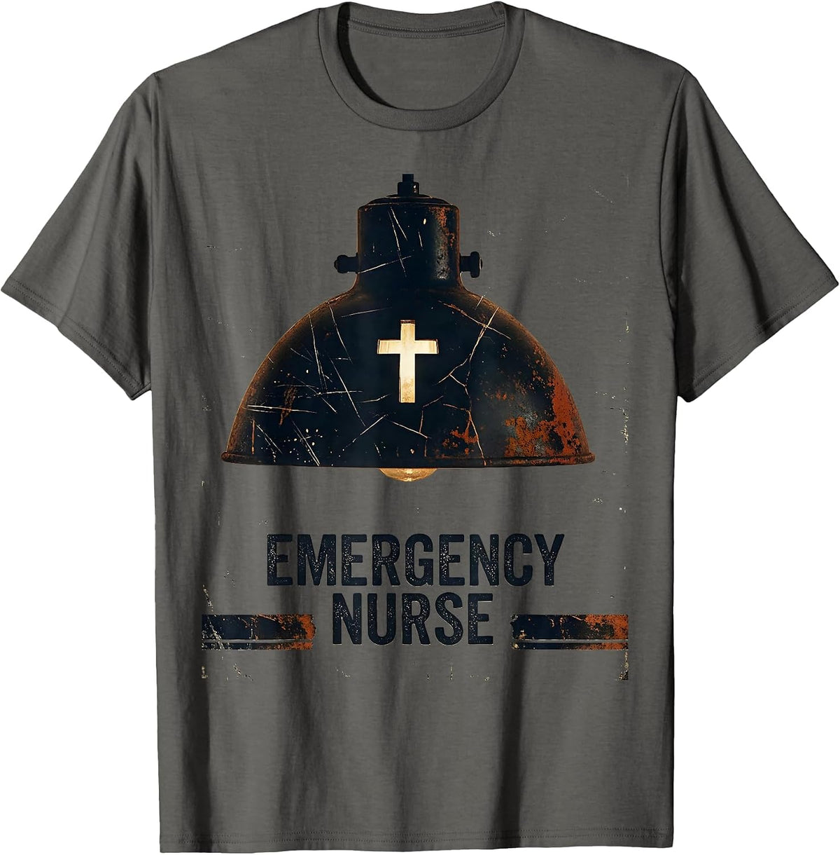 Men's Emergency Nurse Distressed Vintage Nursing Lamp Nurse T-Shirt - Asphalt Grey
