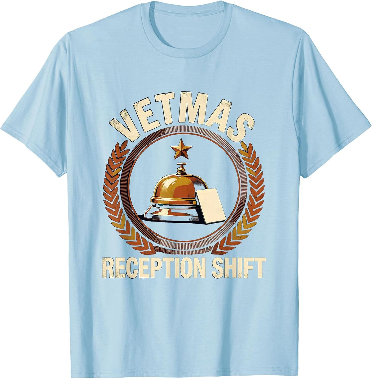 Men's Vetmas Reception Shift Funny Vet Tech Christmas Occupational T-Shirt - Baby Blue