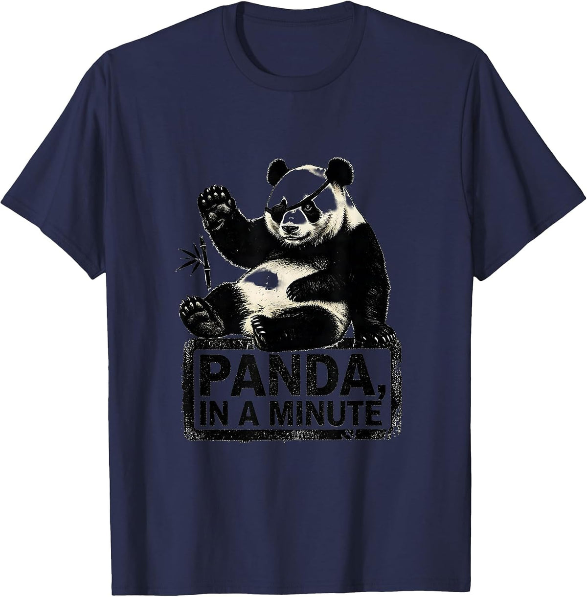 Panda In A Minute Rubber Stamp Funny Animal Lover Gift T-Shirt - Navy Blue
