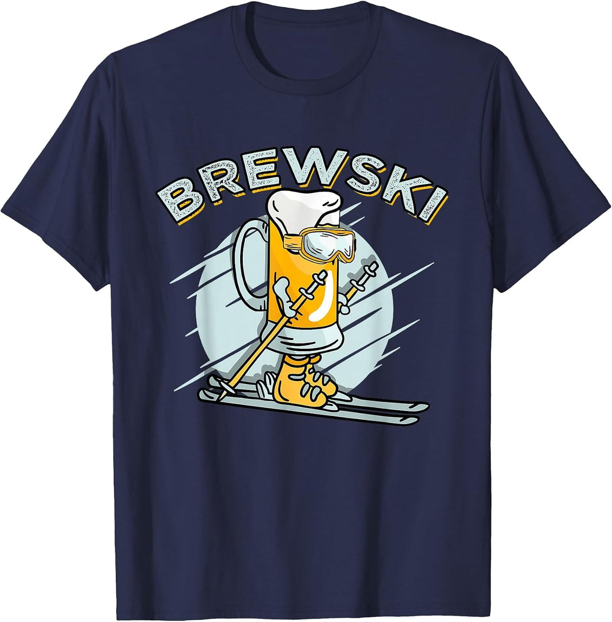 Brewski - Skiing Beer for Winter Sport T-Shirt - Navy Blue