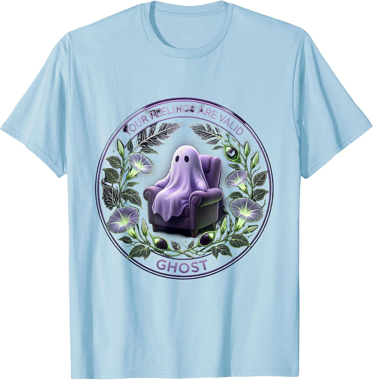 Men's Boo Crew Therapist Halloween Ghost Design T-Shirt - Baby Blue