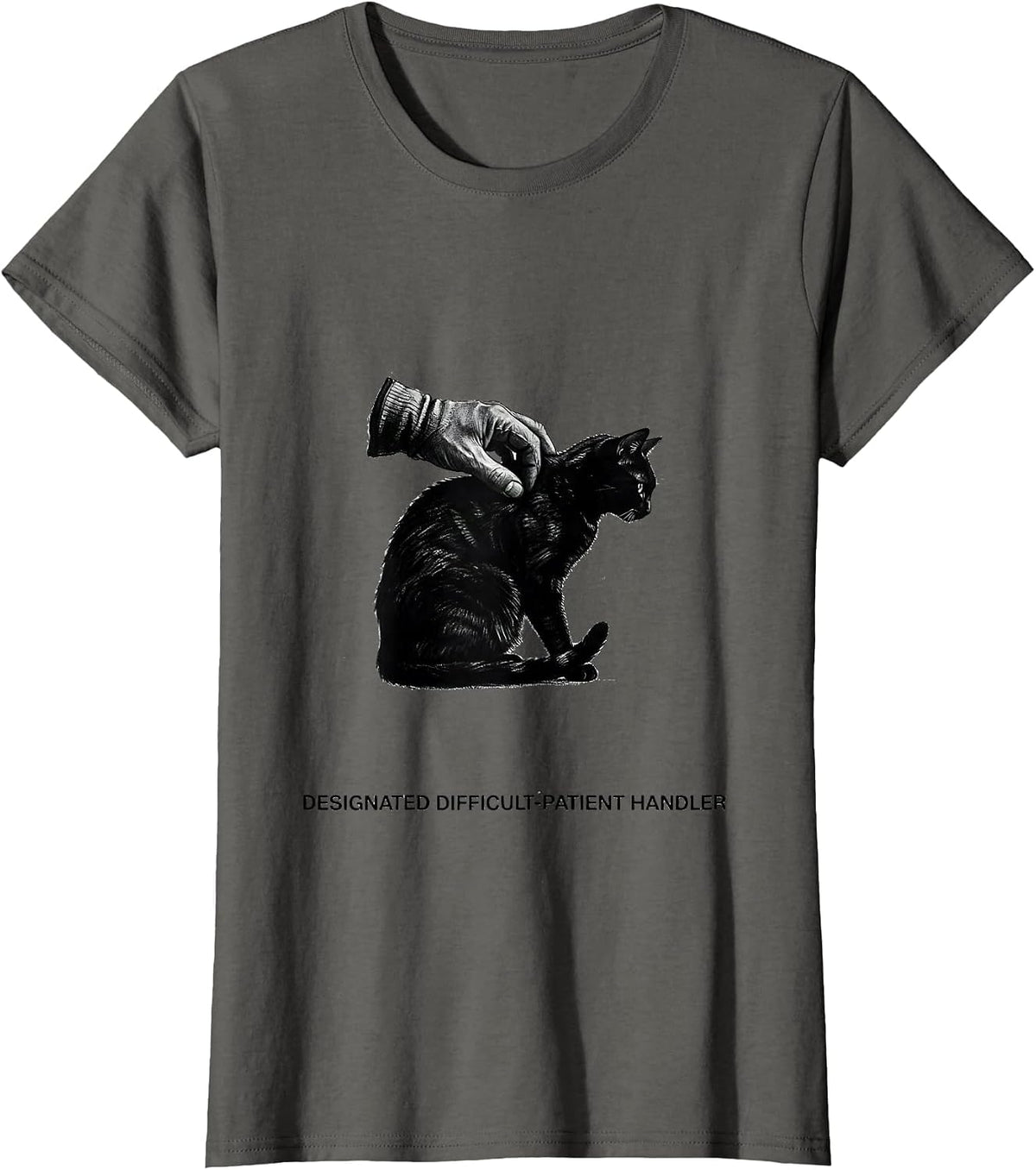 Women's Designated Difficult-Patient Handler Minimalist Vet Tech T-Shirt - Asphalt Grey