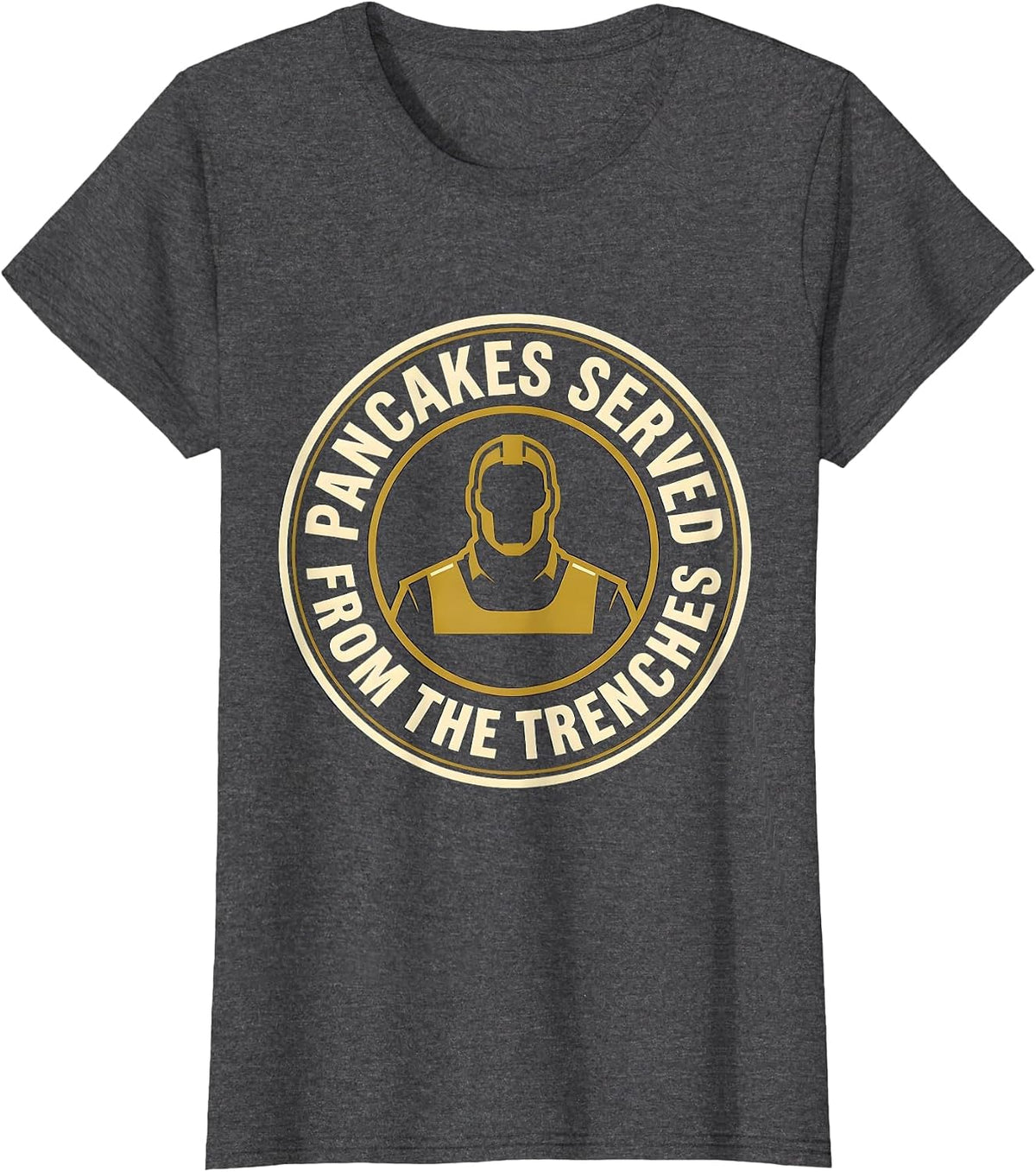 Women's Pancakes Served From The Trenches Funny Football Lineman T-Shirt - Dark Heather Grey