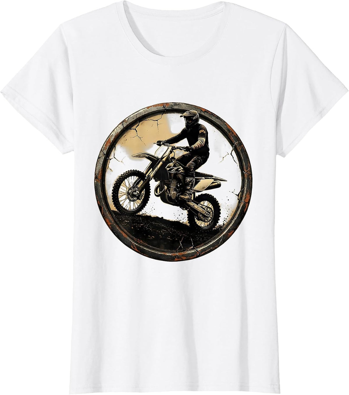 Dirt Bike Rider Distressed Motocross Crash Humor T-Shirt - White