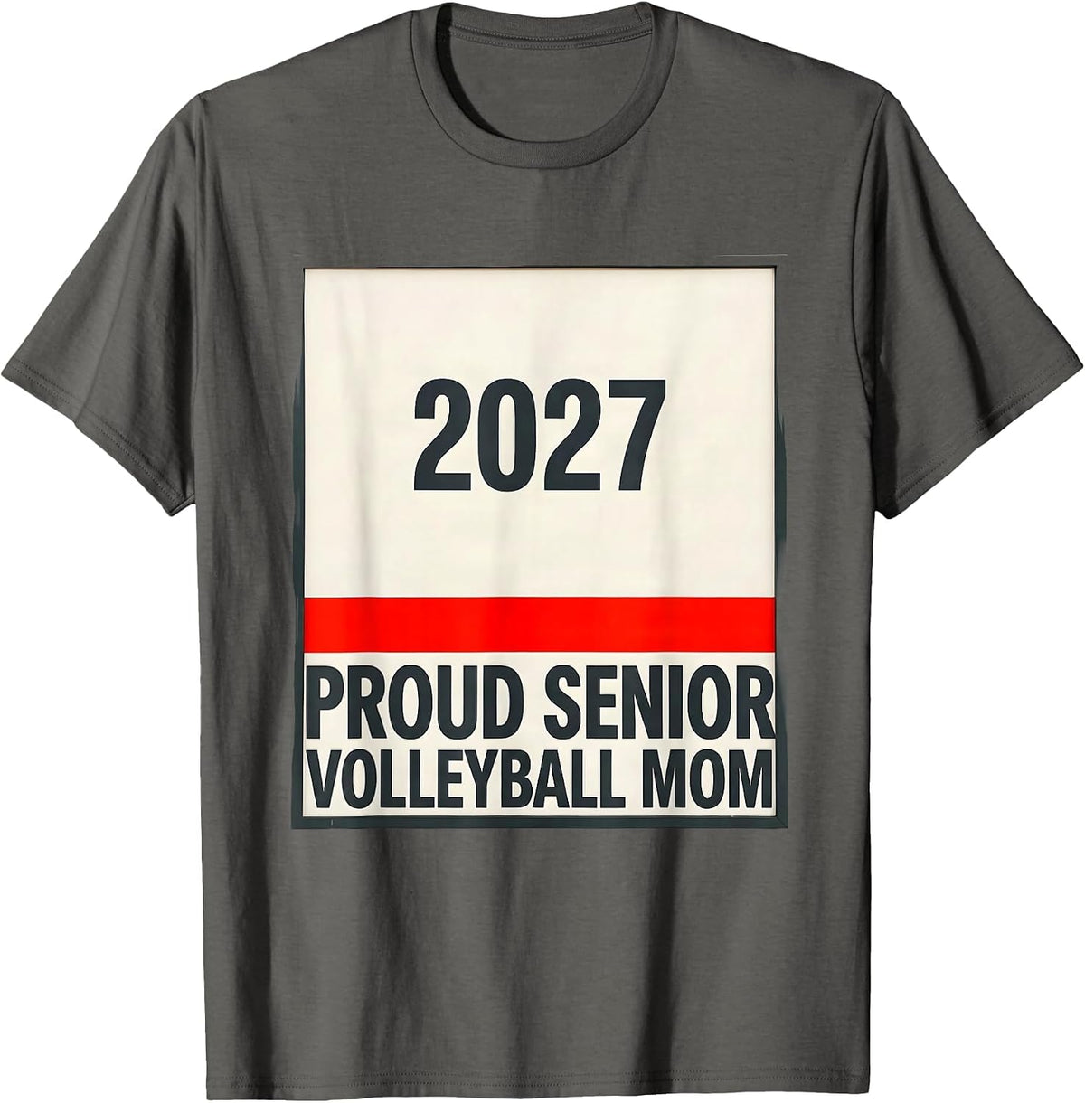 Men's Proud Senior Volleyball Mom 2027 Minimalist Senior Night T-Shirt - Asphalt Grey