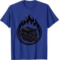 Engine Block Flames Mechanic Graphic Tee T-Shirt - Royal Blue