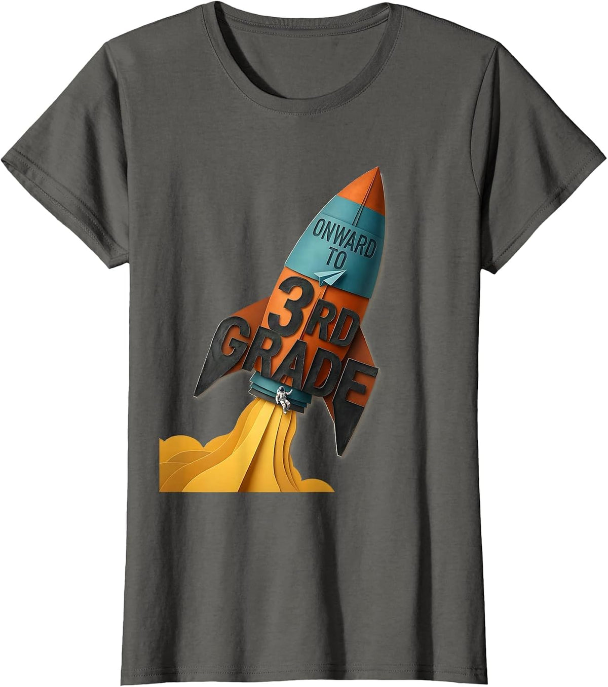 Women's Onward To 3rd Grade Astronaut Back To School Grade Milestone T-Shirt - Asphalt Grey