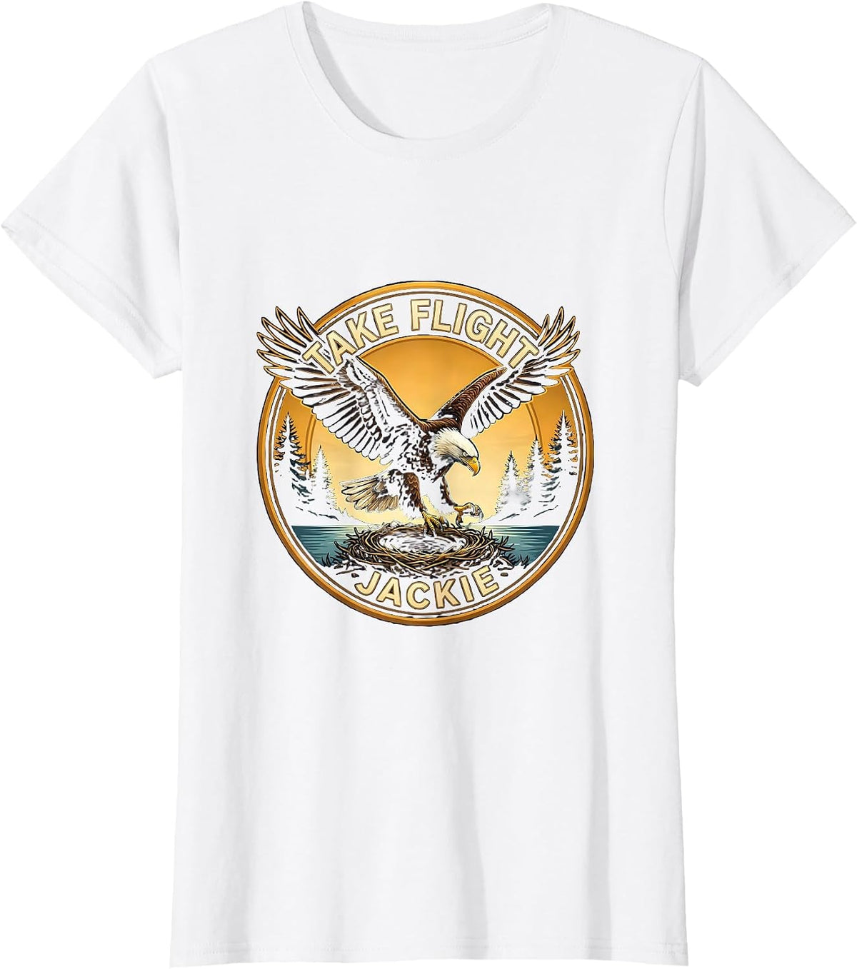 Women's Take Flight Jackie Bald Eagle Memorial Big Bear Lake Nature T-Shirt - White