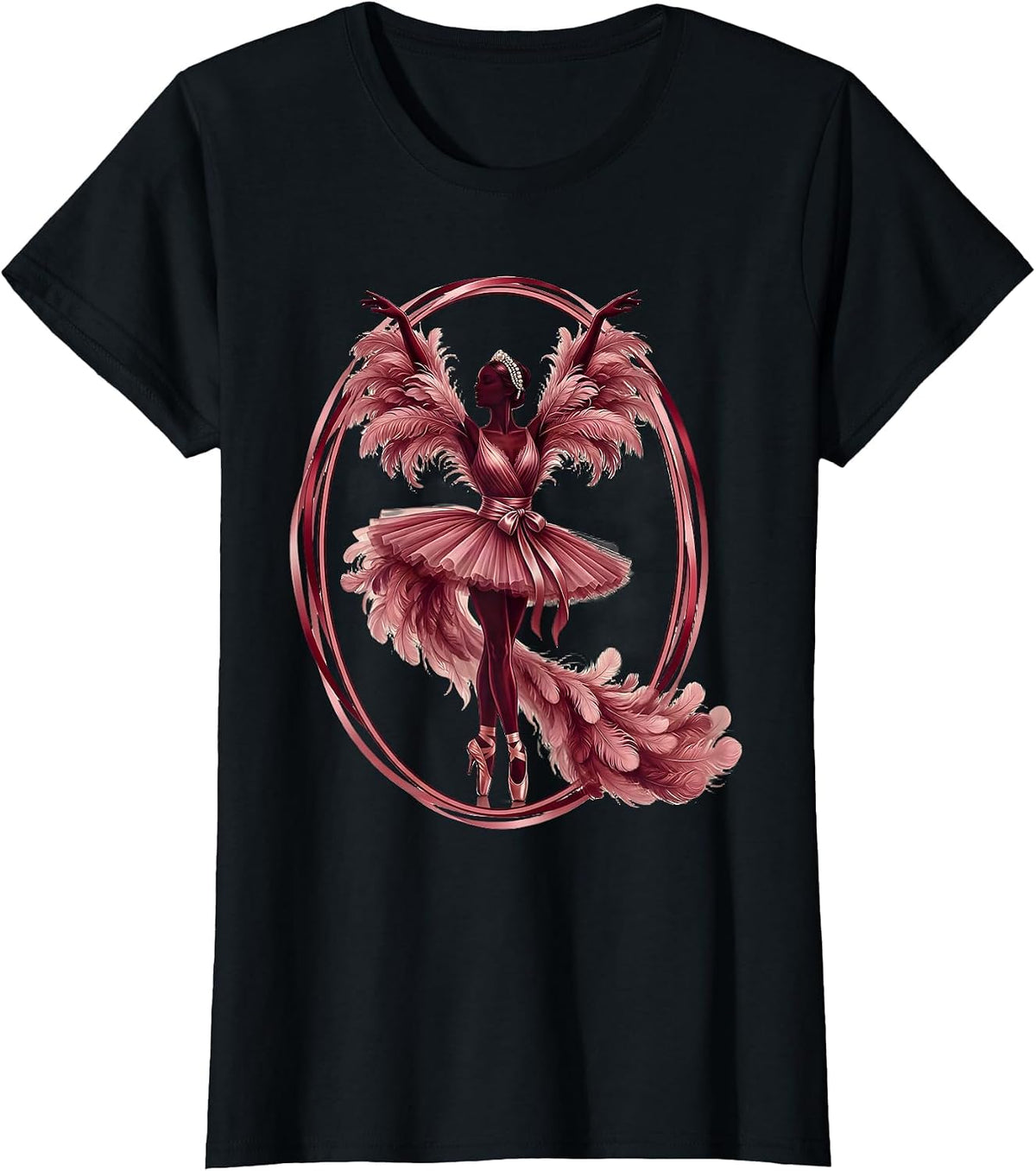 Fabulous Feather Boa Glam Diva Illustration T-Shirt - Black