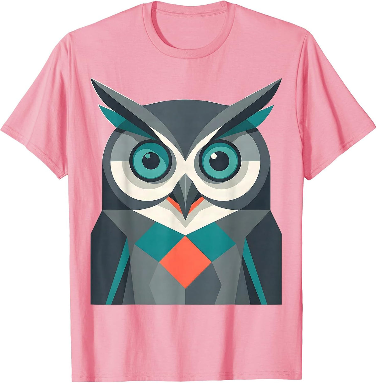 Men's Owl Face Flat Vector Funny Bird Lover Humor T-Shirt - Pink