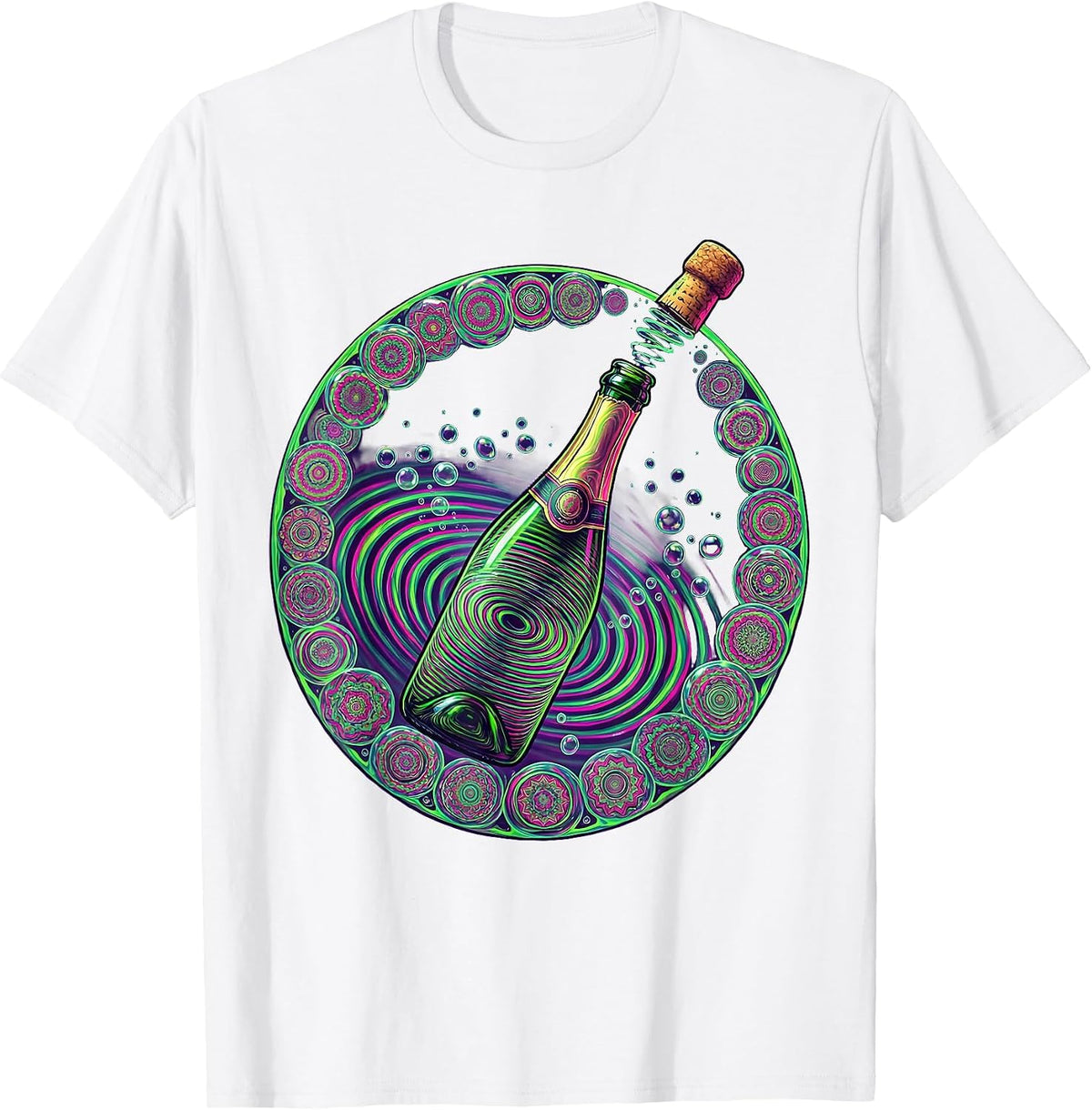 Champagne Cork Pop Birthday Celebration Design T-Shirt - White