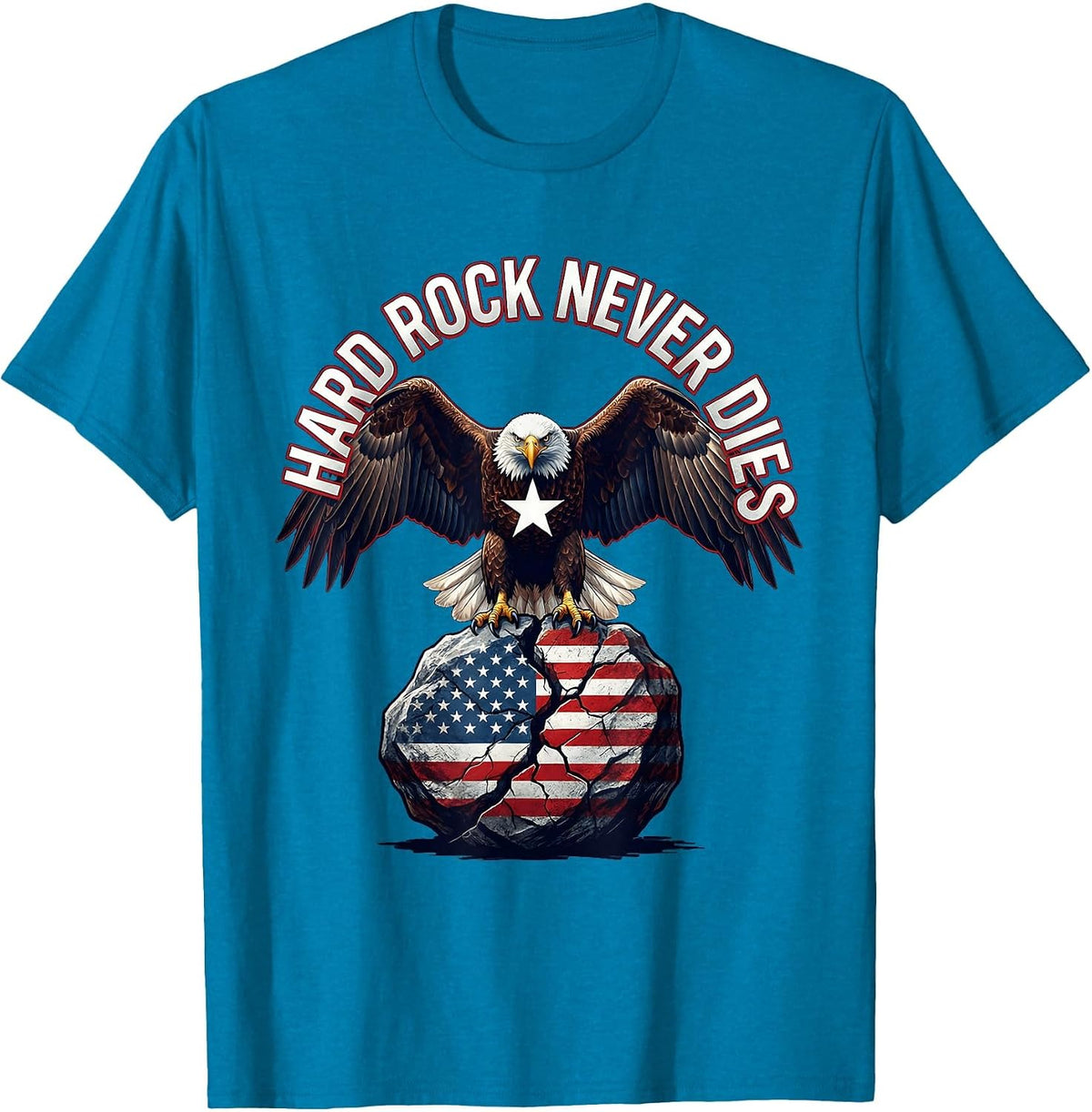 Hard Rock Never Dies Bold Rock Men Design T-Shirt - Sapphire Blue