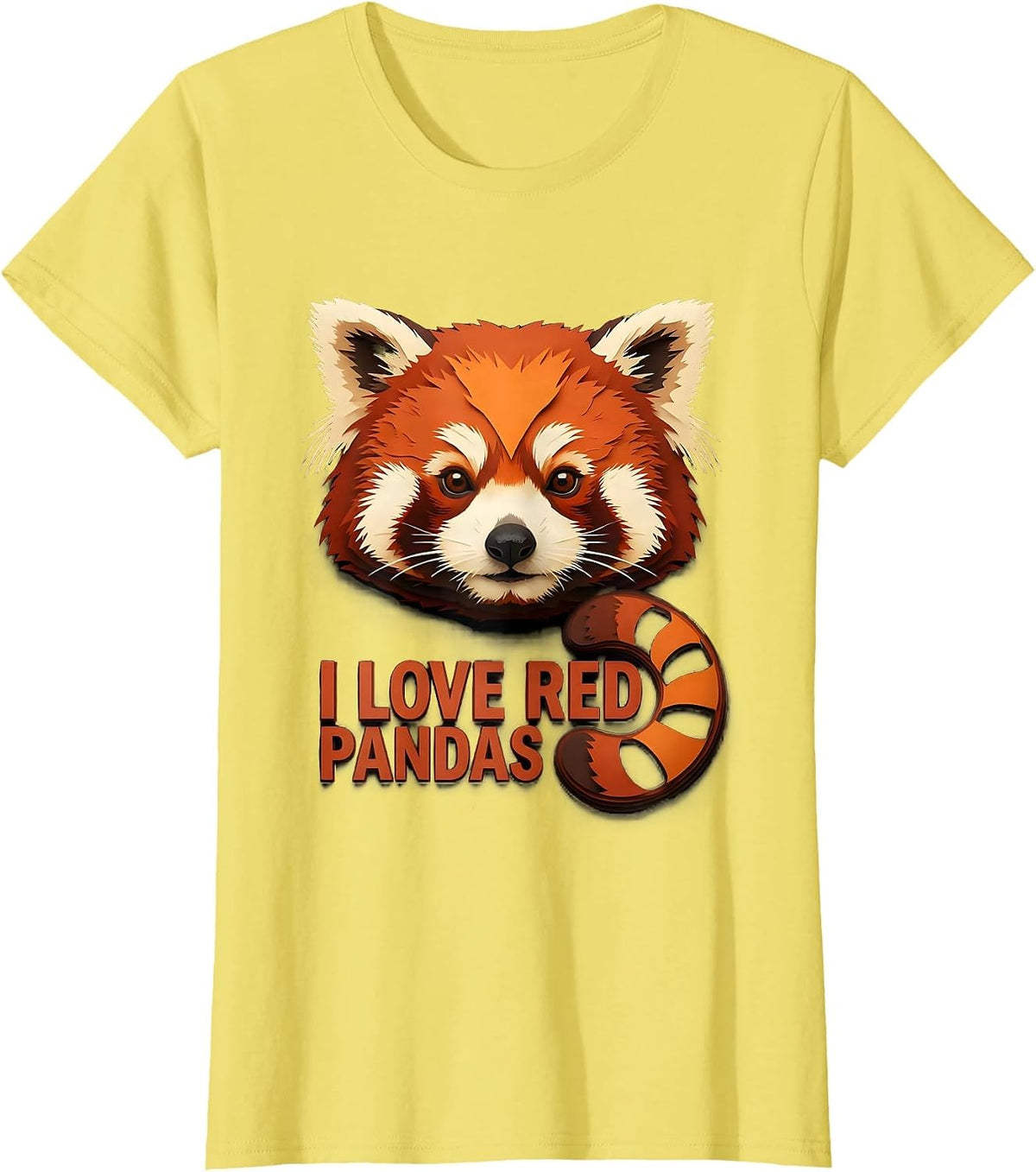 I Love Red Pandas Cute Animal Lover Gift for Panda Fans T-Shirt - Lemon Yellow