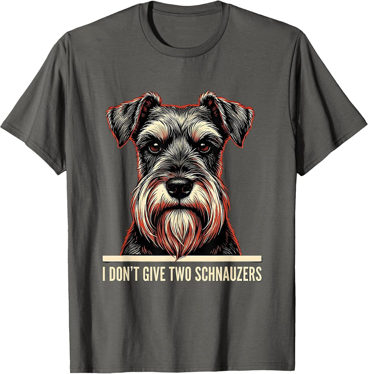 Men's I Don't Give Two Schnauzers Funny Miniature Schnauzer Lover T-Shirt - Asphalt Grey