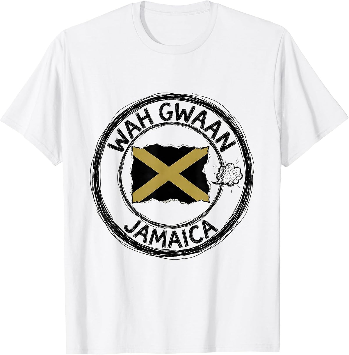 Men's Wah Gwaan Jamaica Hand-Sketched Caribbean Diaspora Pride T-Shirt - White