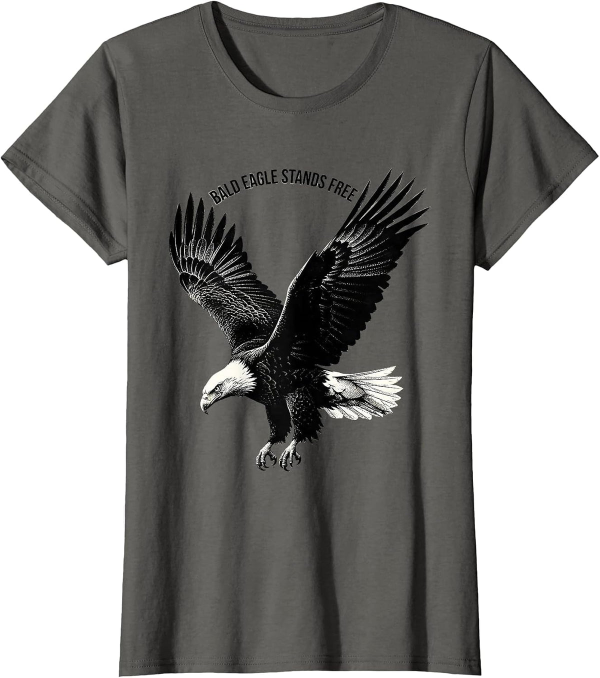 Women's Bald Eagle Stands Free Patriotic Wildlife Bird Nature Gift T-Shirt - Asphalt Grey