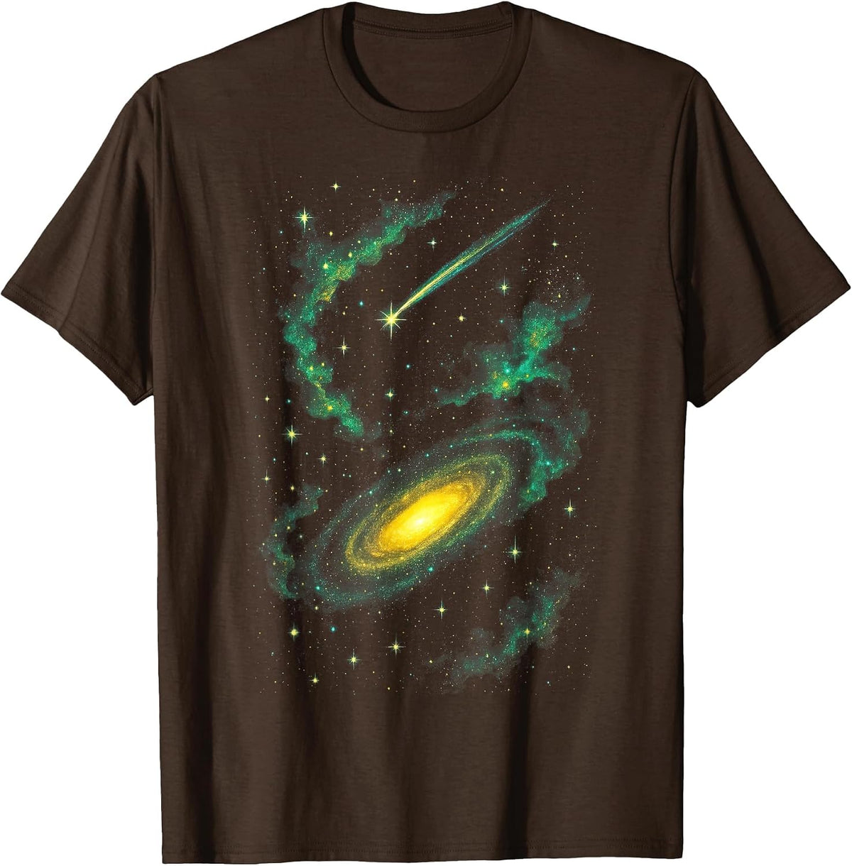 Cosmos Stars Universe Nebula Space Celestial T-Shirt - Brown