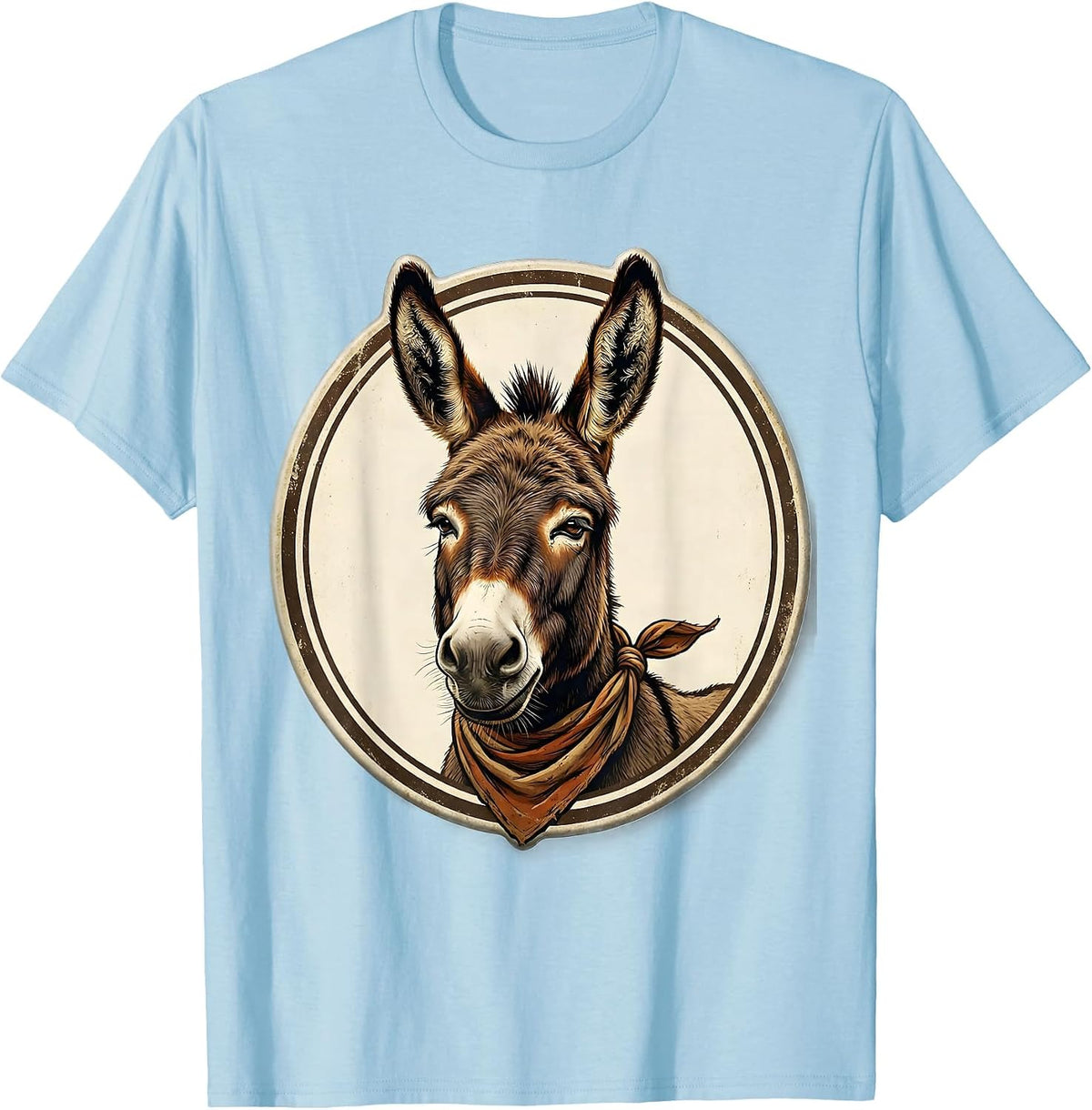 Men's Sealed Donkey Portrait Vintage Animal Lover Halloween Humor T-Shirt - Baby Blue