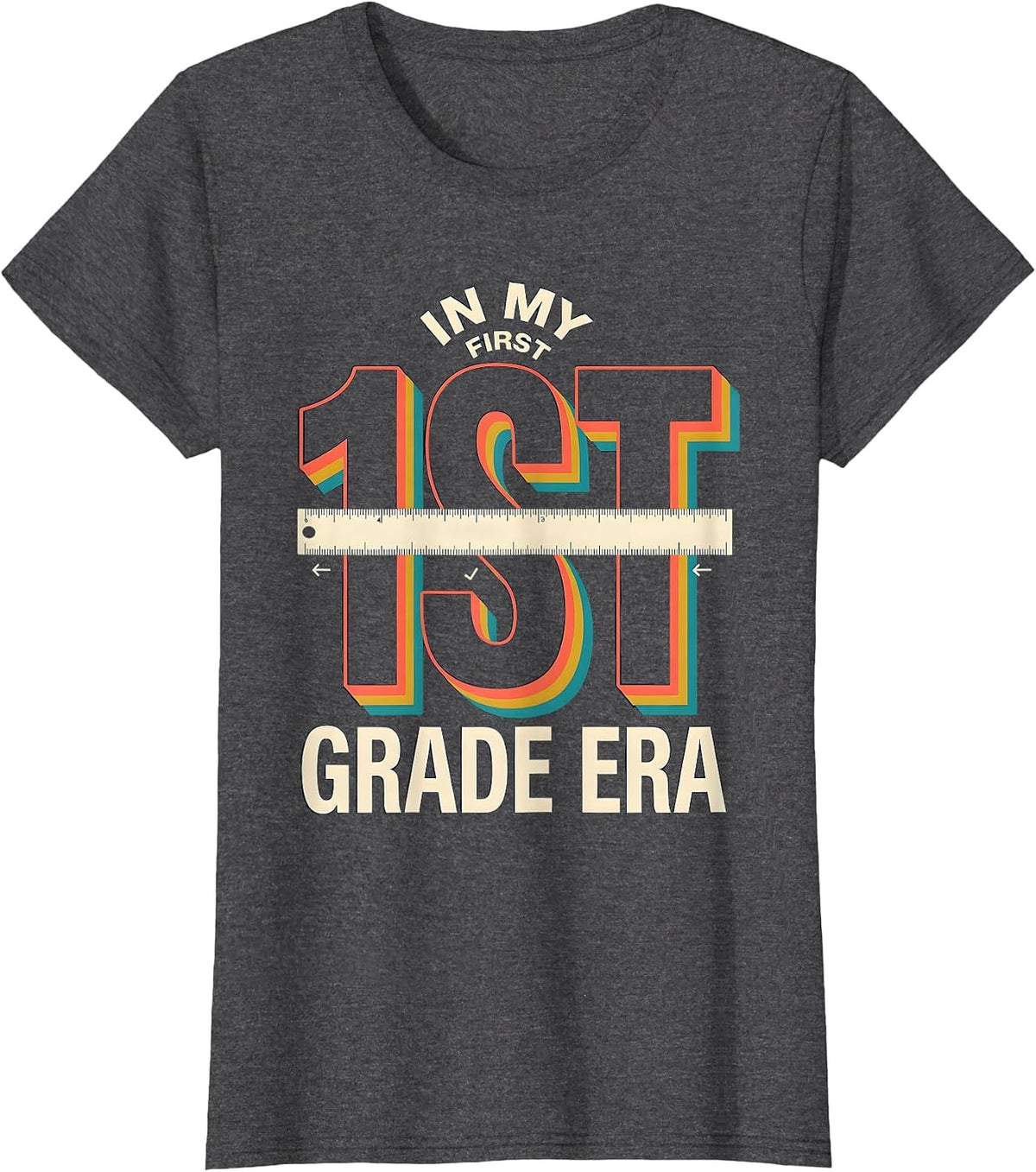 Women's In My First Grade Era Girl Tie Dye 1st Grade Back to School T-Shirt - Dark Heather Grey