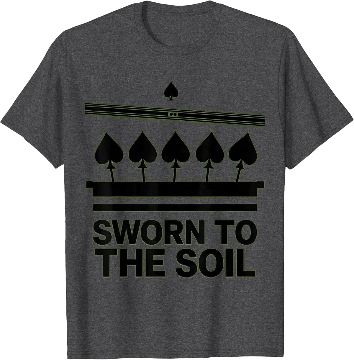 Men's Sworn To The Soil Tarot Card Funny Occult Reading Skeleton T-Shirt - Dark Heather Grey