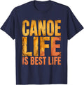 Canoe Life Is Best Life Canada Paddling Design T-Shirt - Navy Blue