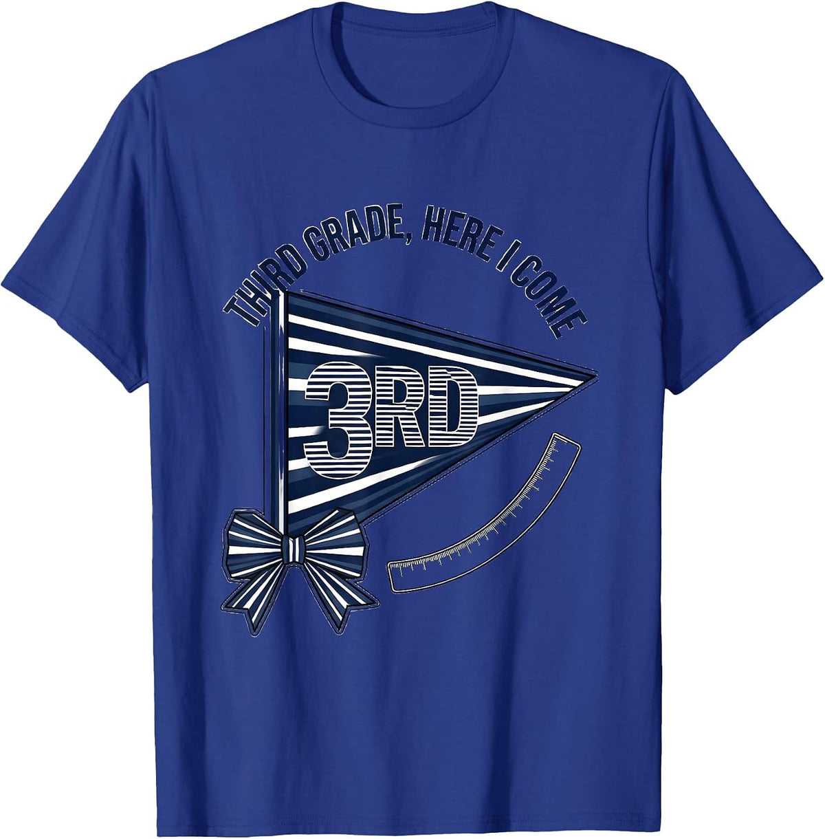 Men's Third Grade Here I Come Pennant Flag Back To School Girl T-Shirt - Royal Blue